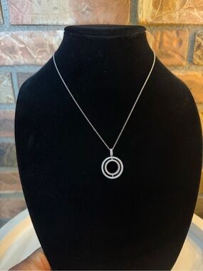 925 Sterling Silver Double Circle Spinning Pendant Necklace - Women Jewelry